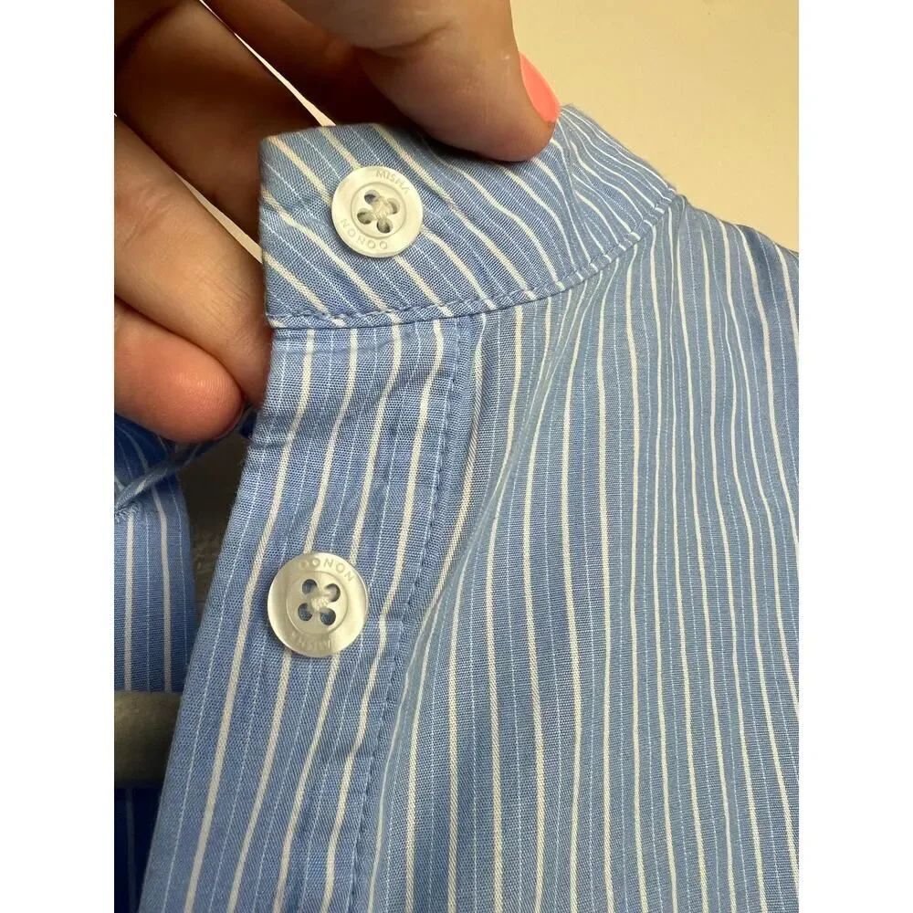 MISHA NONOO Blue Striped Button Down Shirt Sz. S - Picture 3 of 10